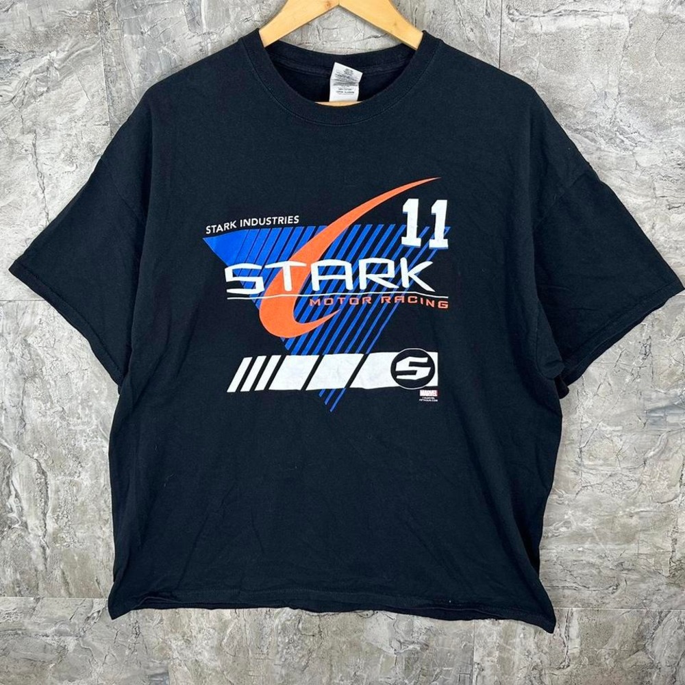 Vintage Black Stark Industries racing tee Tony Stark  Marvel IronMan‎ Men's 2XL